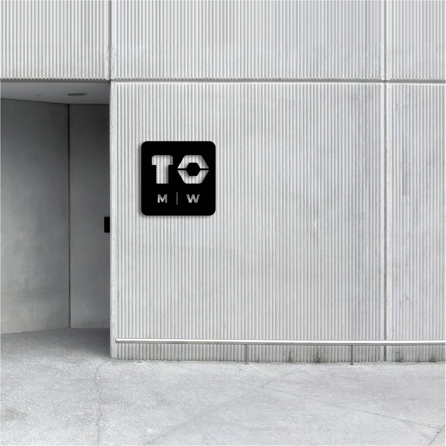 NUT AND BOLT RESTROOM SIGN METAL WALL ART