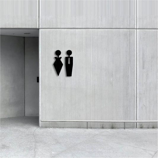 SIMPLE MEN AND WOMEN BATHROOM SIGN CUTOUT METAL WALL ART
