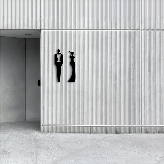 GENTLEMEN AND LADIES BATHROOM SIGN METAL WALL ART