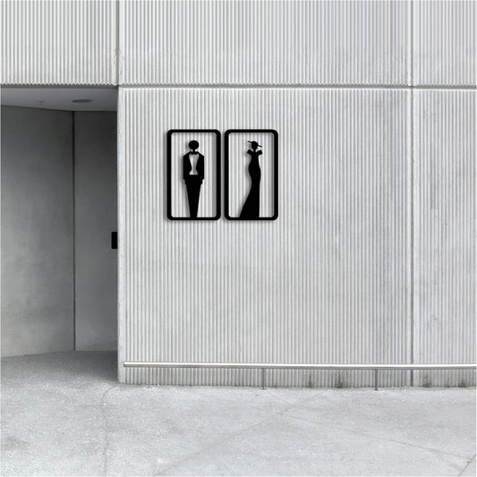 LADIES AND GENTLEMEN BATHROOM SIGN METAL WALL ART