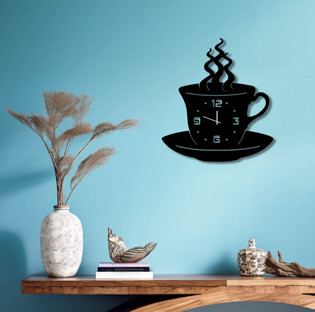 TEACUP METAL WALL ART CLOCK