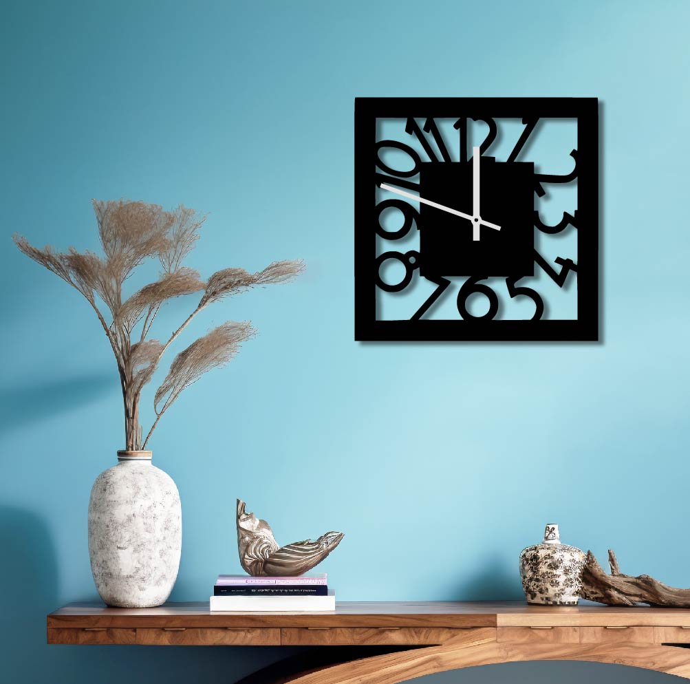 SQUARE FRAME METAL WALL ART CLOCK