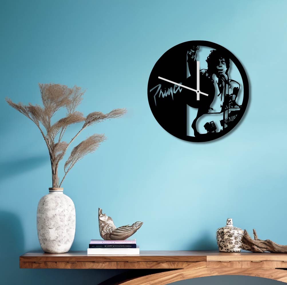 PRINCE SINGER METAL WALL ART CLOCK