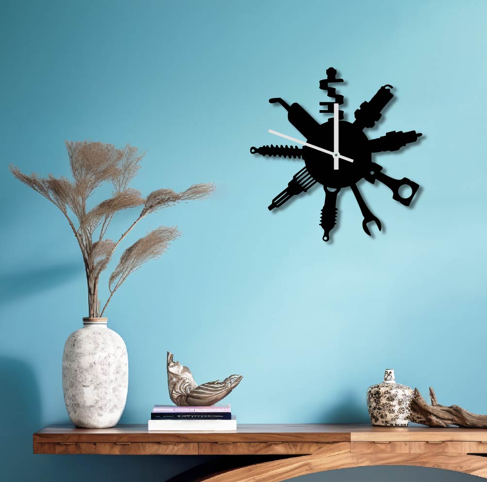 CAR PARTS METAL WALL ART CLOCK