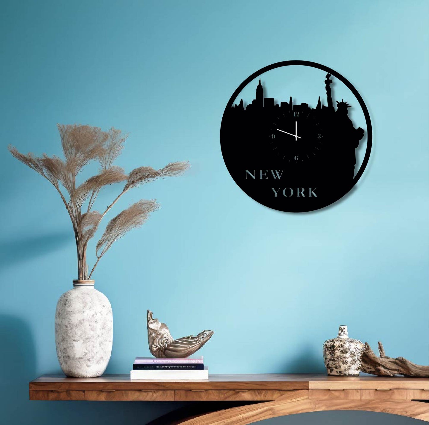 NEW YORK METAL WALL ART CLOCK