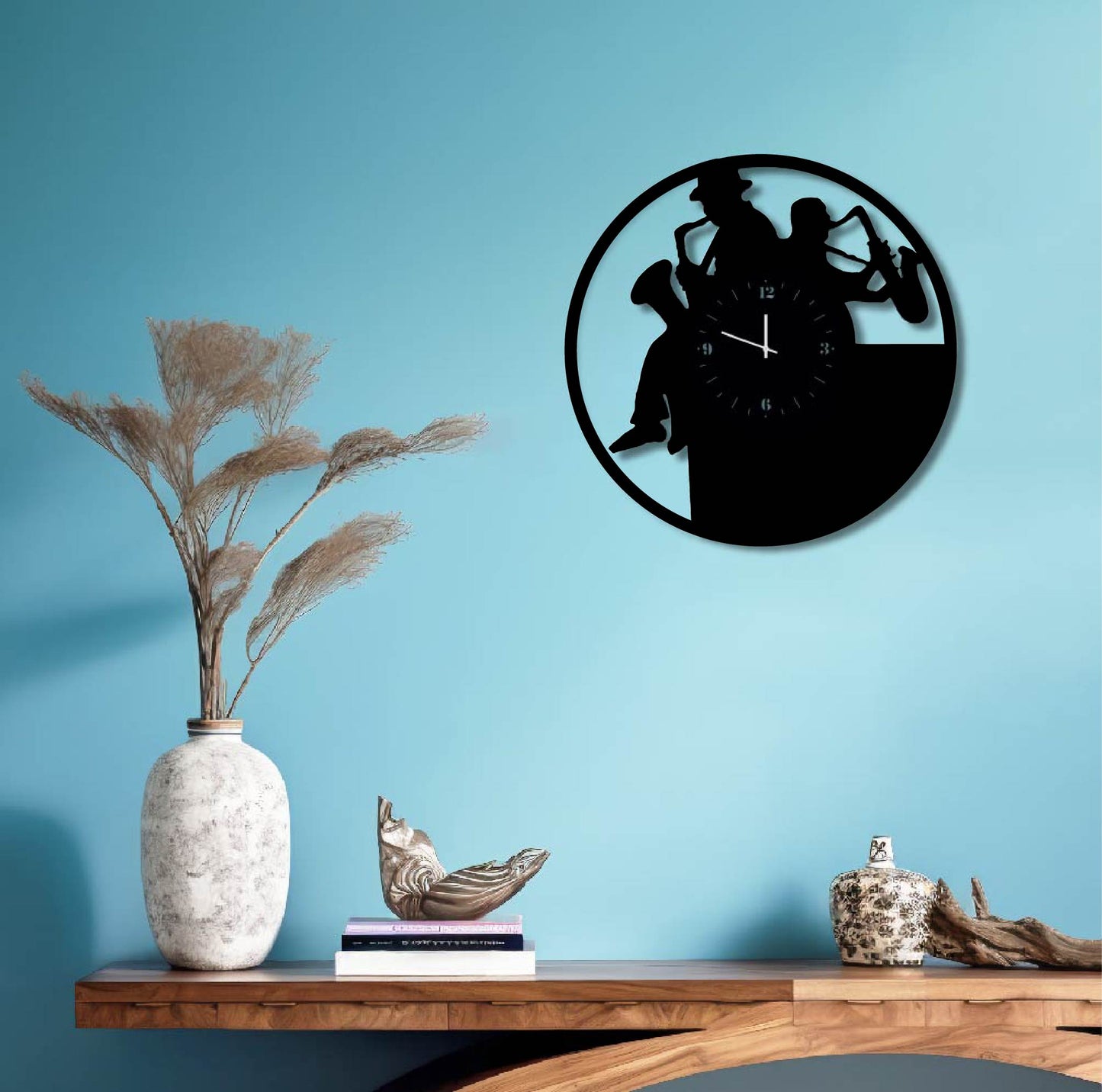 JAZZ BAND METAL WALL ART CLOCK