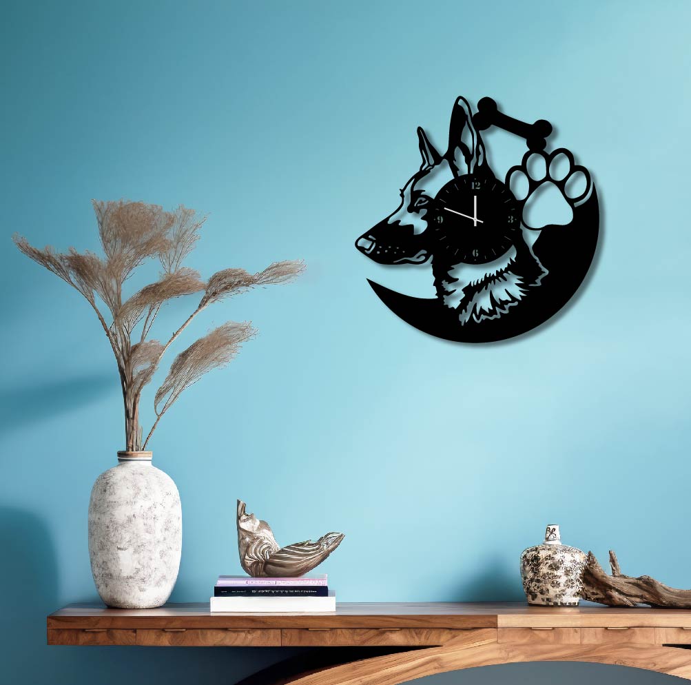 DOG BONE AND PAW WALL ART CLOCK