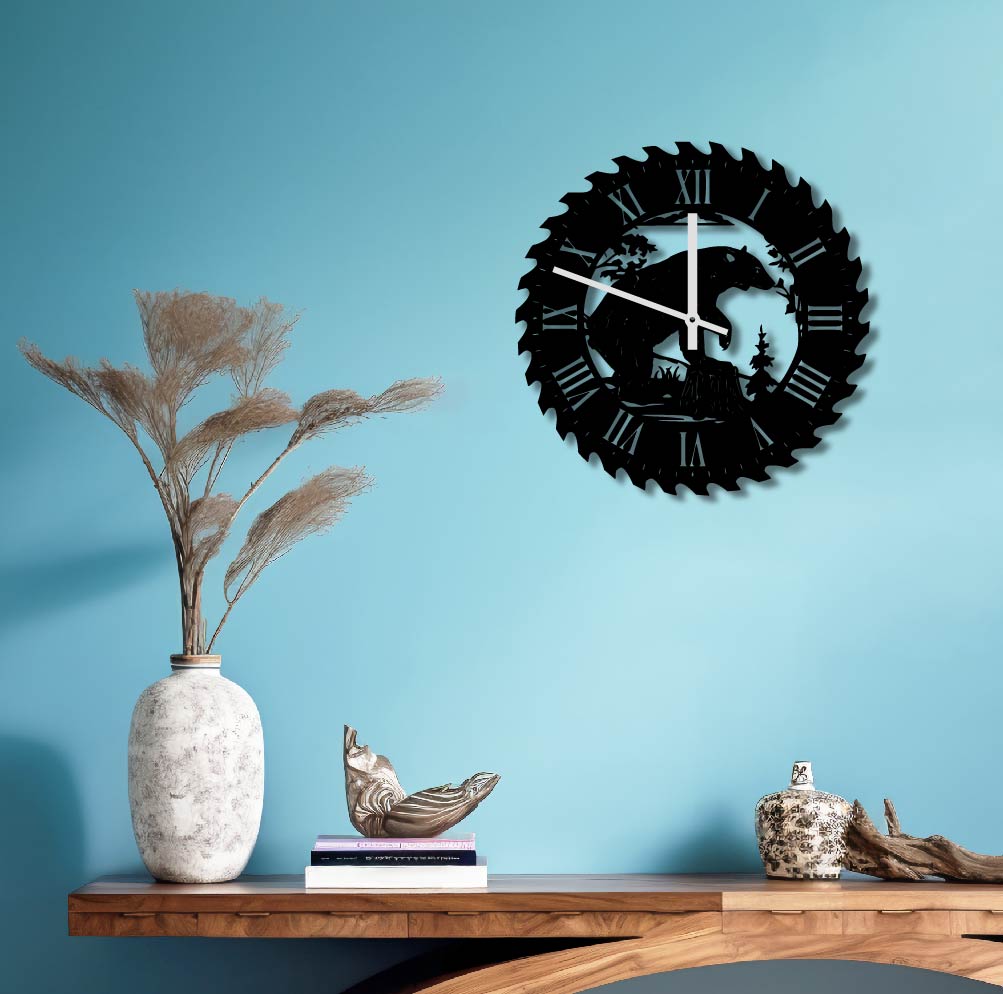 BEAR METAL WALL ART CLOCK