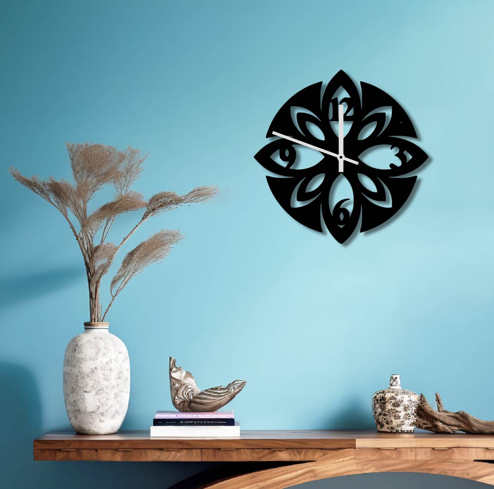 LOTUS FLOWER CUTOUT METAL WALL ART CLOCK
