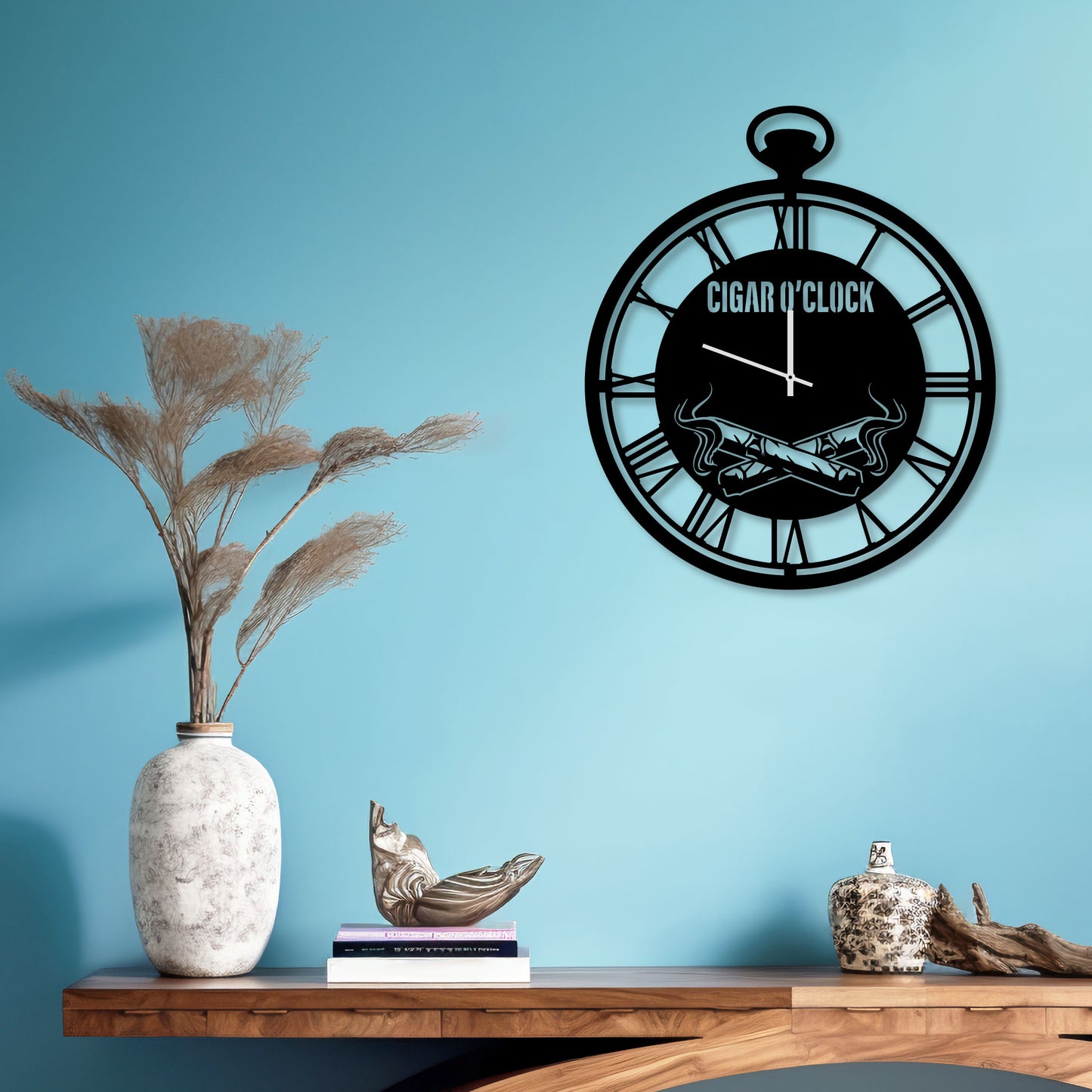 CIGAR METAL WALL ART CLOCK