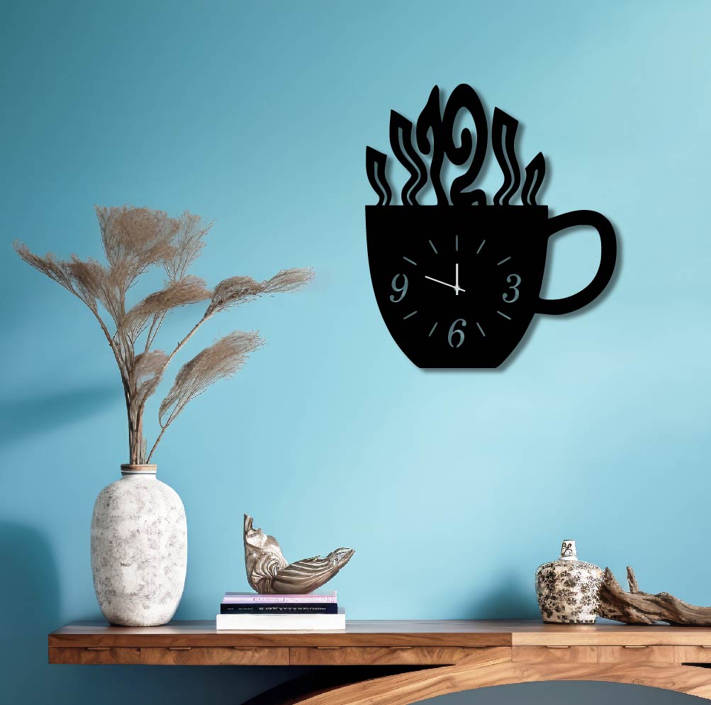 COFFEE METAL WALL ART CLOCK