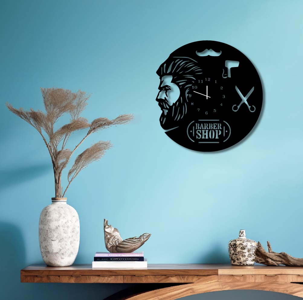 BARBER SHOP 2 METAL WALL ART CLOCK