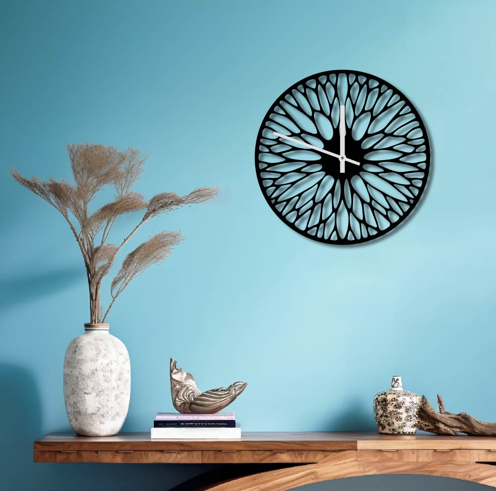 FLOWER PETALS METAL WALL ART CLOCK
