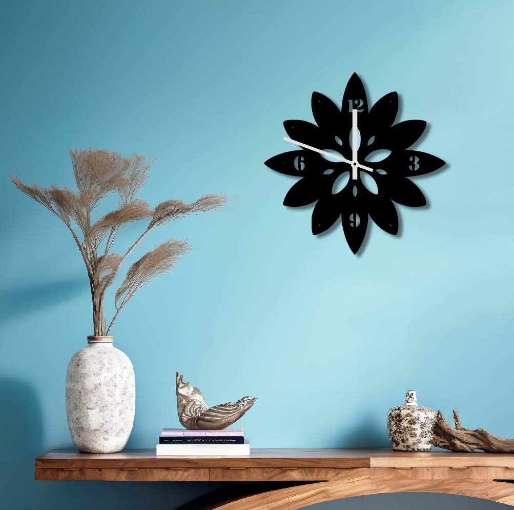 FLOWER 4 METAL WALL ART CLOCK