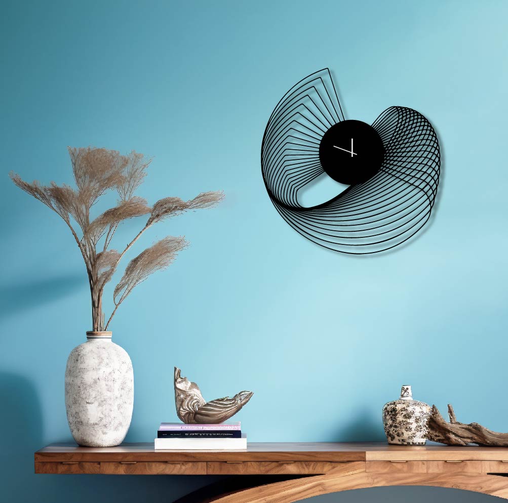 GEOMETRIC SWIRL METAL WALL ART CLOCK