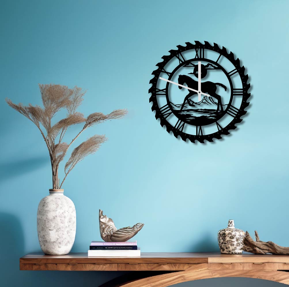 BABY HORSE METAL WALL ART CLOCK