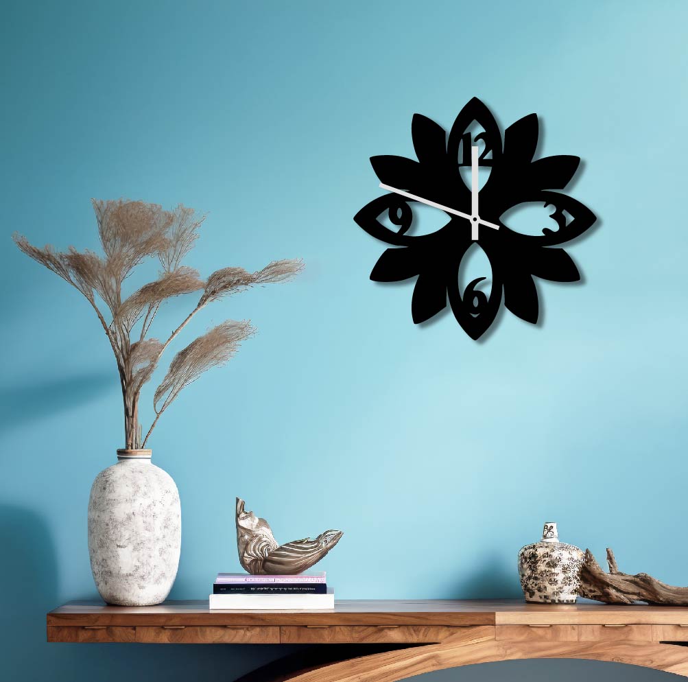 4 PETAL FLOWER 2 METAL WALL ART CLOCK