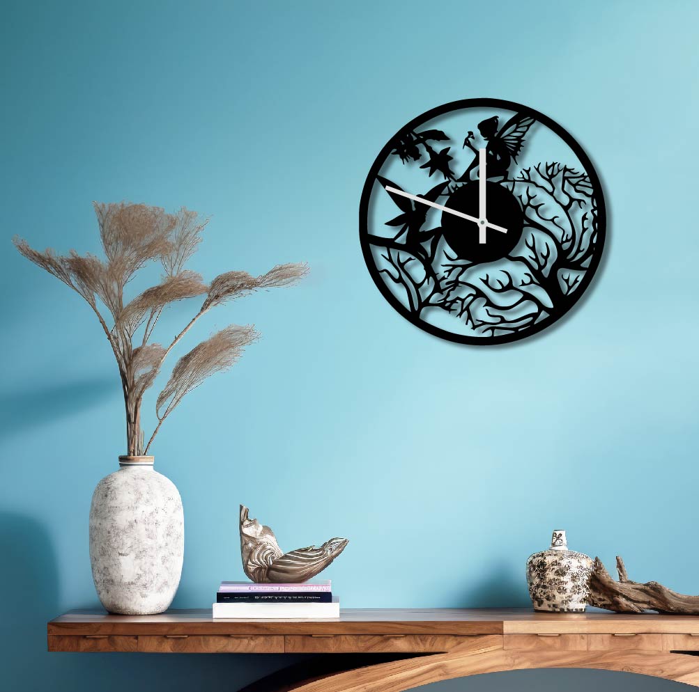 FAIRY METAL WALL ART CLOCK