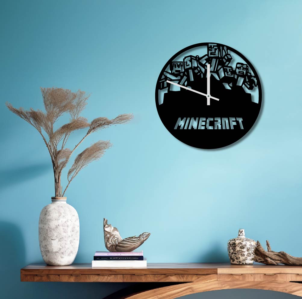 MINECRAFT METAL WALL ART CLOCK