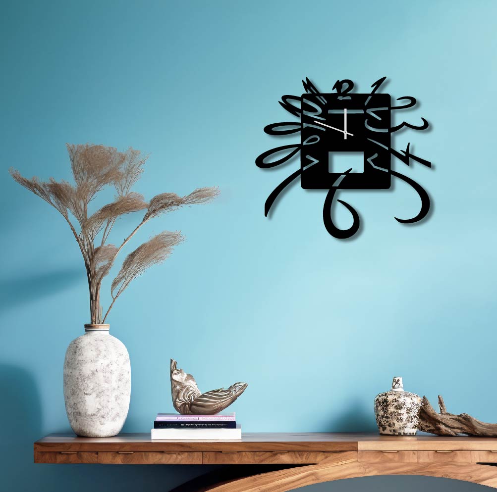 WARPED NUMBERS METAL WALL ART CLOCK