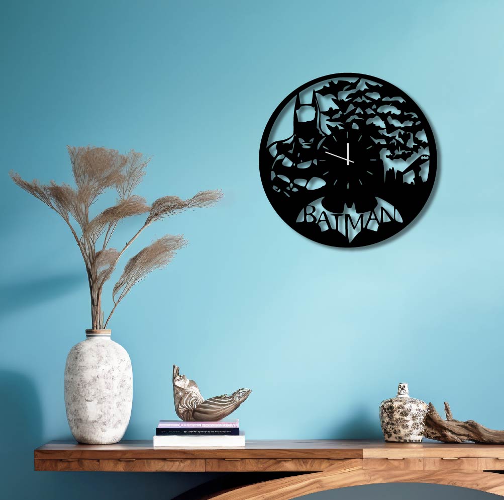 BATMAN BATS METAL WALL ART CLOCK