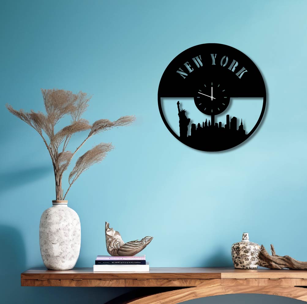 NEW YORK CITY METAL WALL ART CLOCK