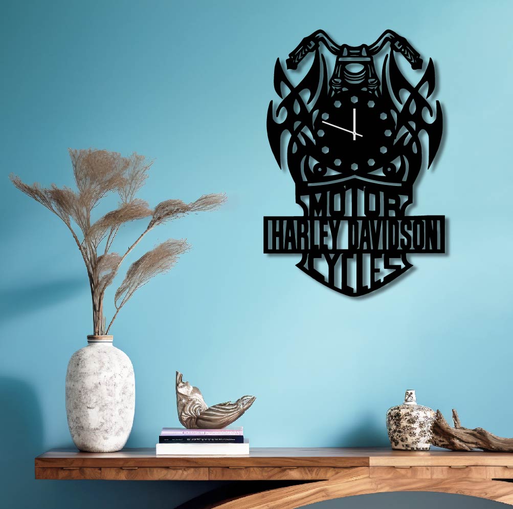 HARLEY DAVIDSON BIKE METAL WALL ART CLOCK