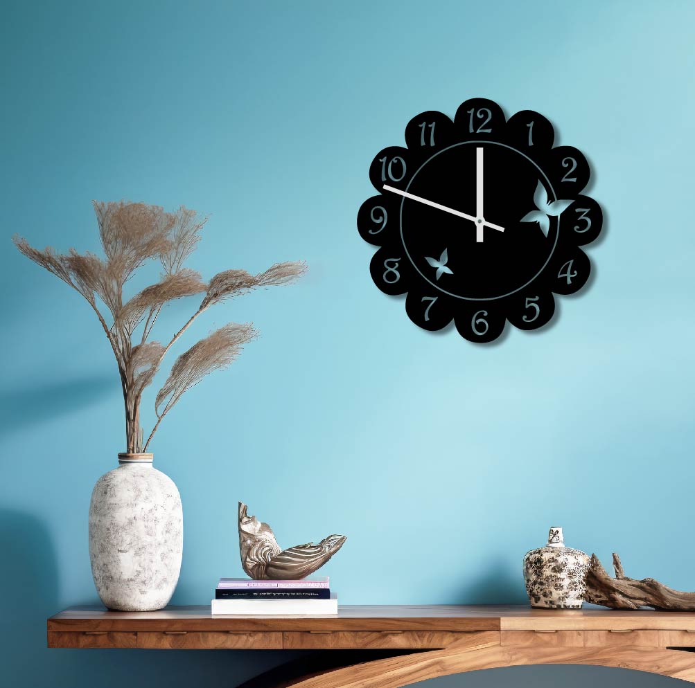 SIMPLE BUTTERFLIES METAL WALL ART CLOCK