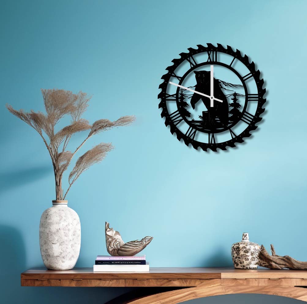 BEAR 2 METAL WALL ART CLOCK