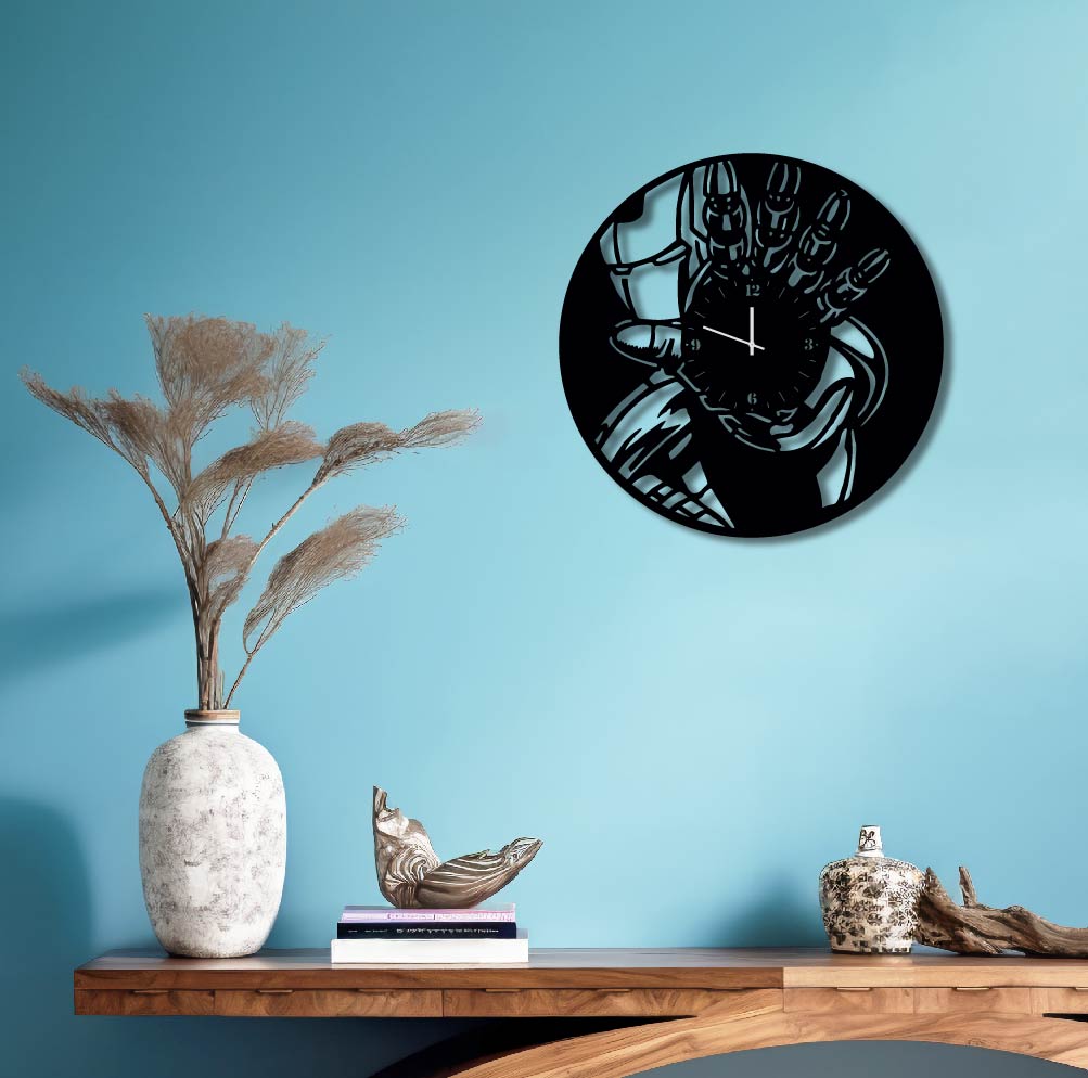 IRONMAN CUTOUT METAL WALL ART CLOCK
