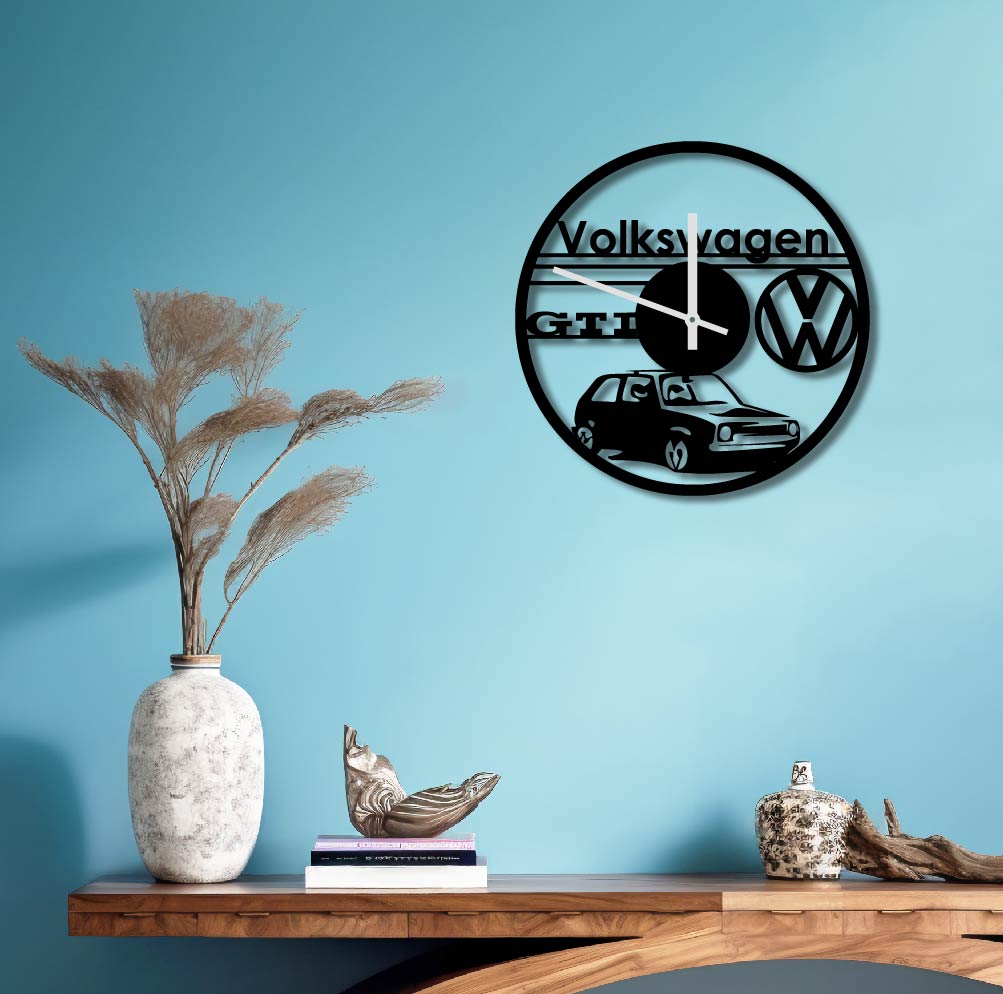 VW GOLF METAL WALL ART CLOCK