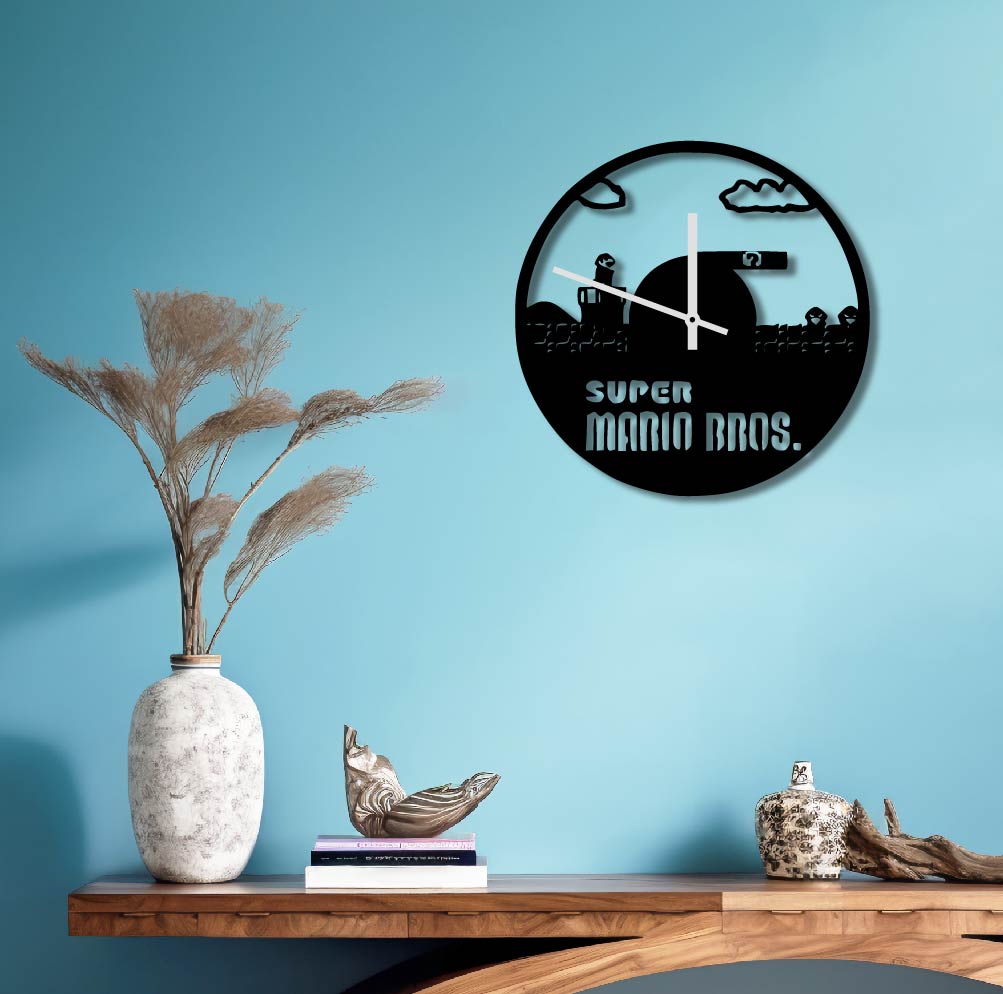 SUPER MARIO BROS METAL WALL ART CLOCK
