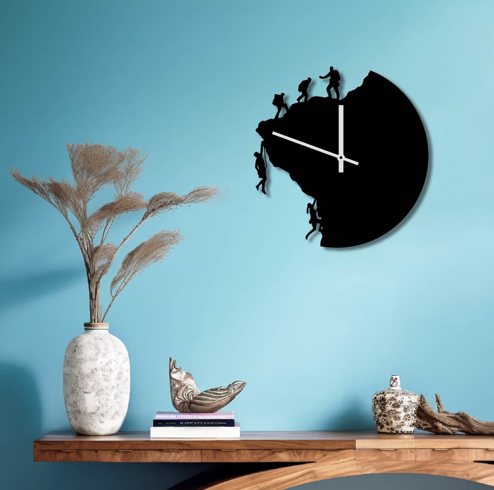 MOUNTAIN CLIMBERS METAL WALL ART CLOCK