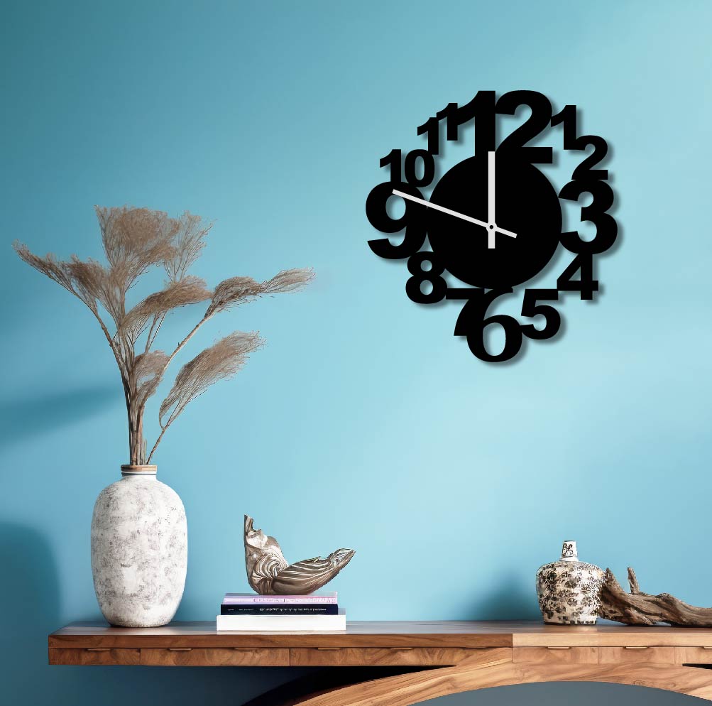 BOLD NUMBERS METAL WALL ART CLOCK