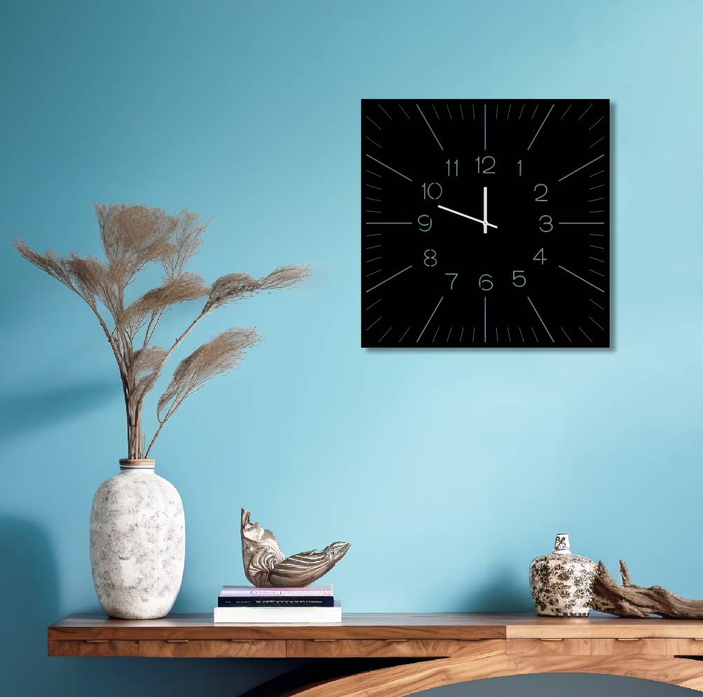 SQUARE MINIMALIST METAL WALL ART CLOCK