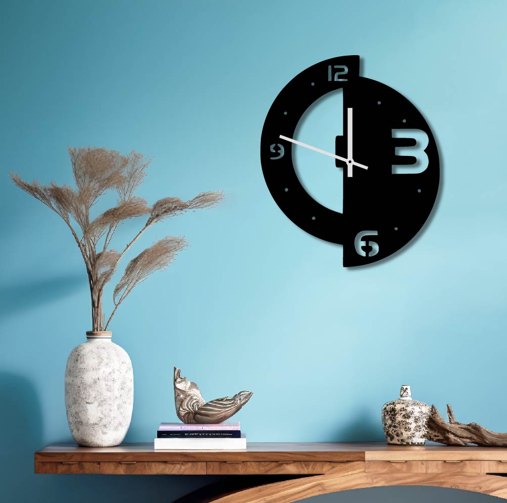 SEMI CIRCLES METAL WALL ART CLOCK