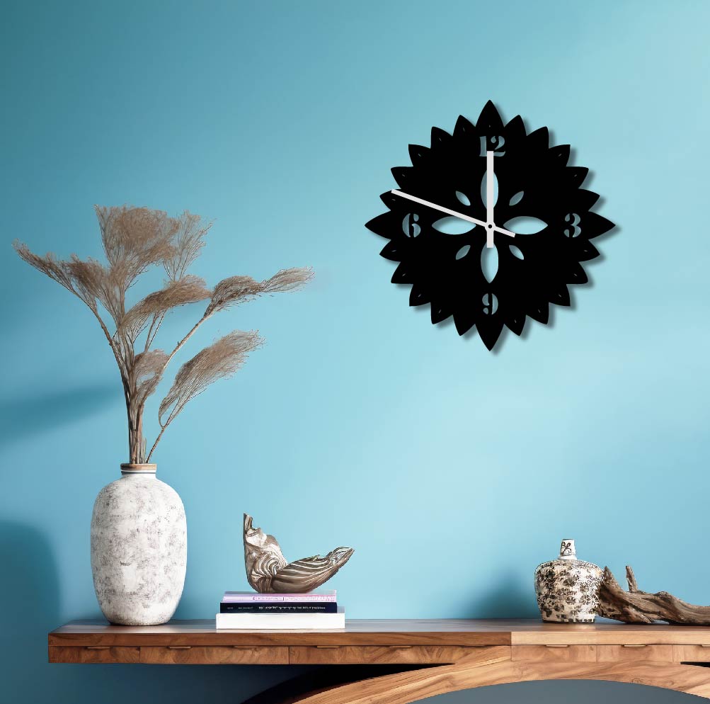 FLOWER OUTLINE METAL WALL ART CLOCK