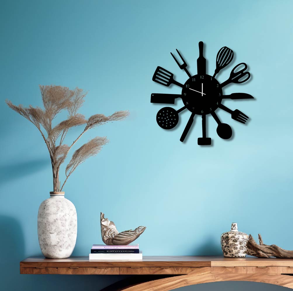 KITCHEN METAL WALL ART CLOCK