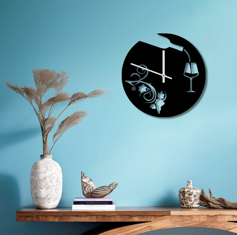 WINE O'CLOCK METAL WALL ART CLOCK