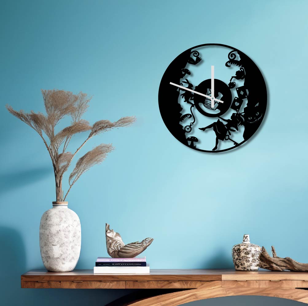 RABBIT HOLE METAL WALL ART CLOCK