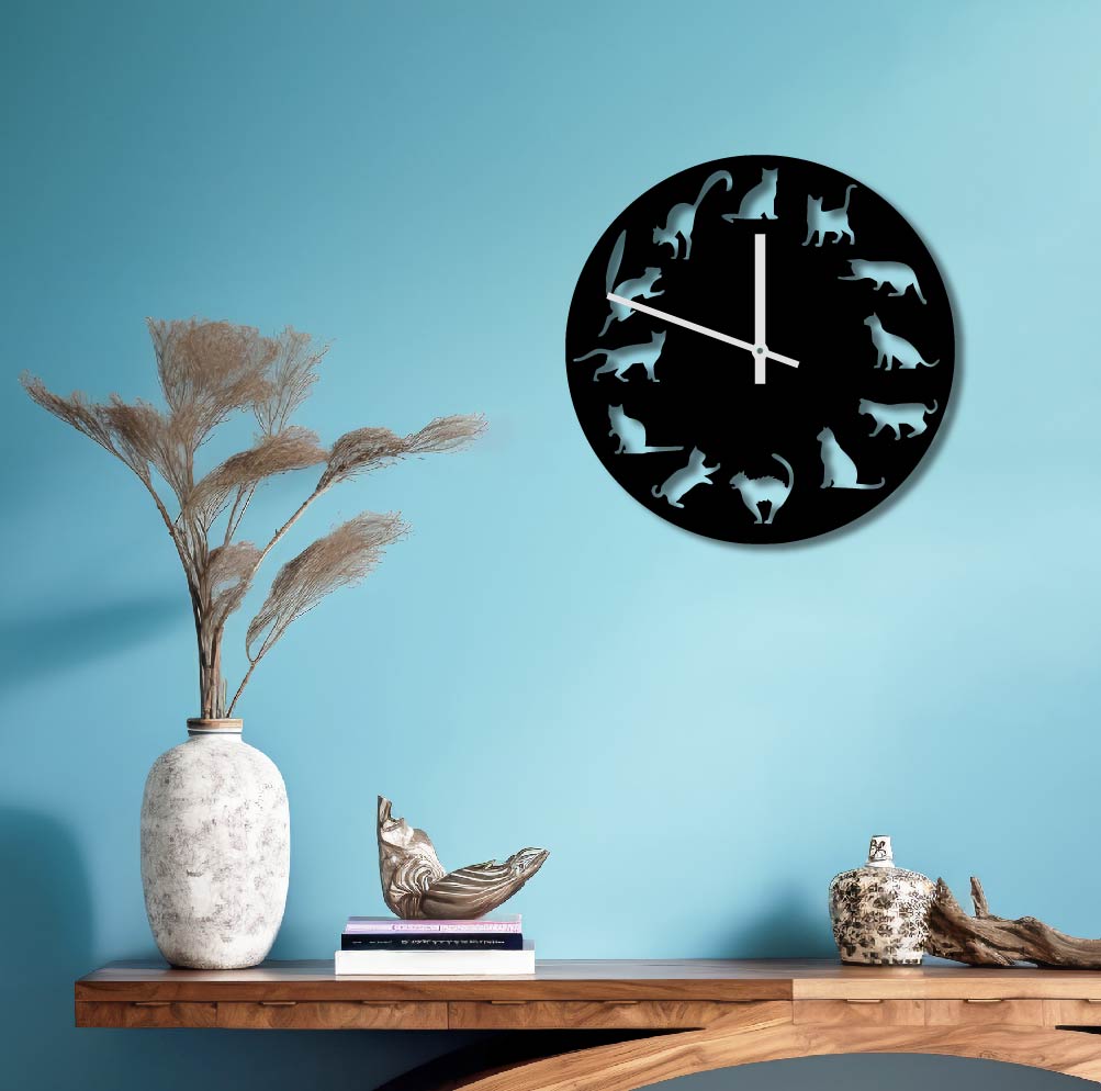 CATS METAL WALL ART CLOCK