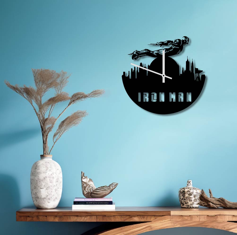IRONMAN FLYING METAL WALL ART CLOCK