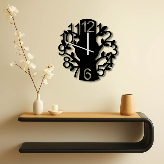 TREE TRUNK METAL WALL ART CLOCK