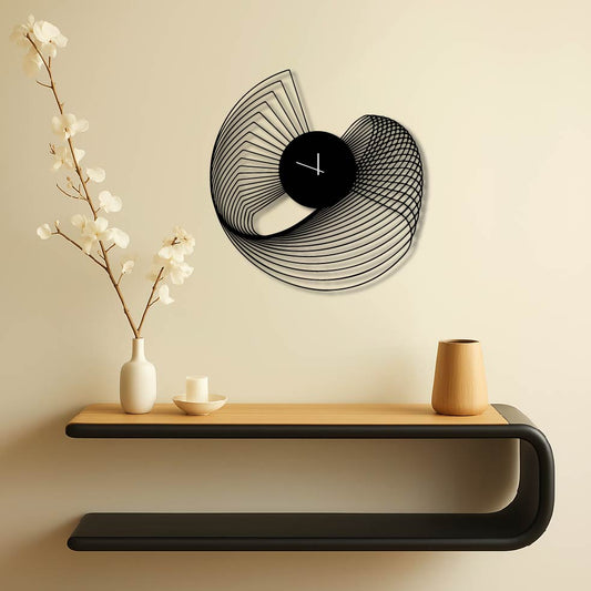 GEOMETRIC SWIRL METAL WALL ART CLOCK