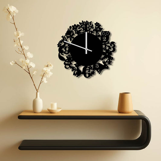 FOREST ANIMALS METAL WALL ART CLOCK