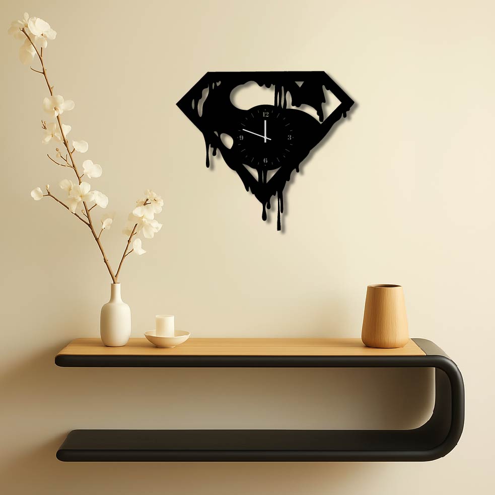SUPERMAN LOGO DRIP METAL WALL ART CLOCK