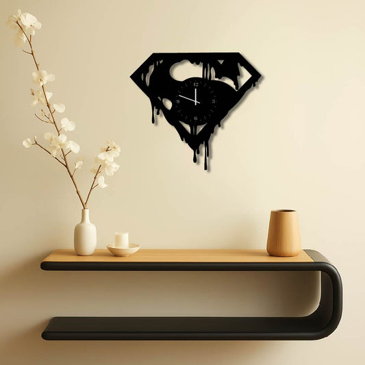 SUPERMAN LOGO DRIP METAL WALL ART CLOCK