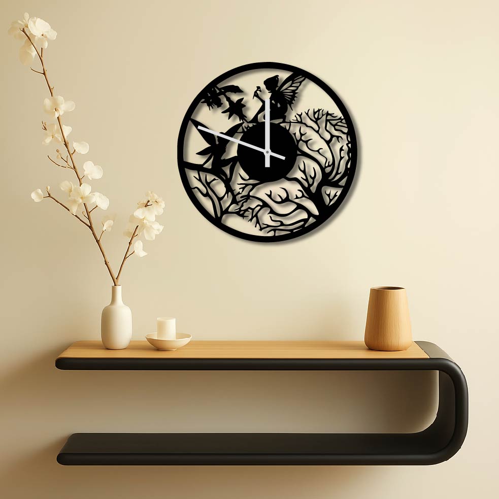 FAIRY METAL WALL ART CLOCK