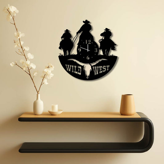 WILD WEST METAL WALL ART CLOCK