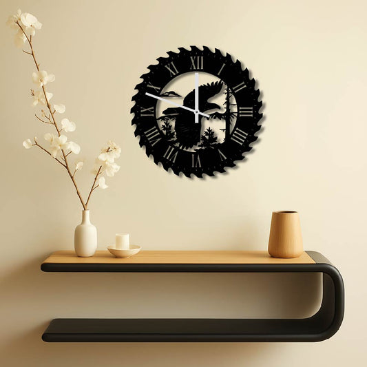 EAGLE FLYING METAL WALL ART CLOCK